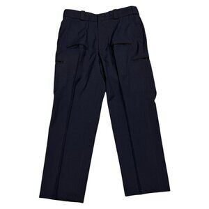 BLAUER Pleated Navy Blue Pocket Work Straight Fit Trousers Pants Mens 34x30